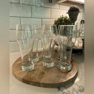 6 Vintage Tall Wheat Beer Glasses perfect condition